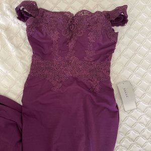Plum off the shoulder lace dress